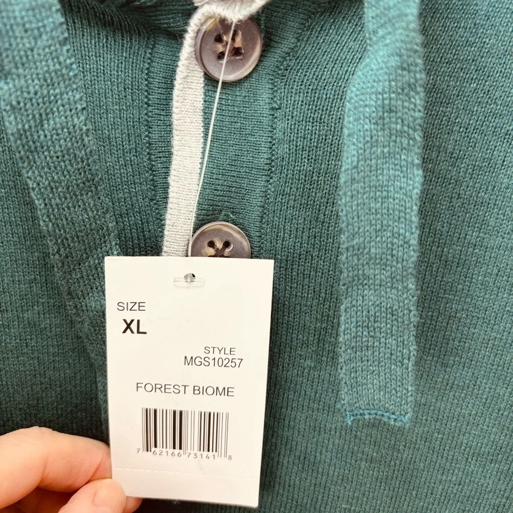 Hawker Rye NWT Forest Green Hooded Pullover Sweater Cotton Cashmere